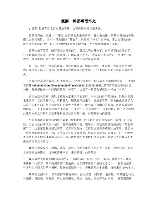 观察一种香蕉写作文
