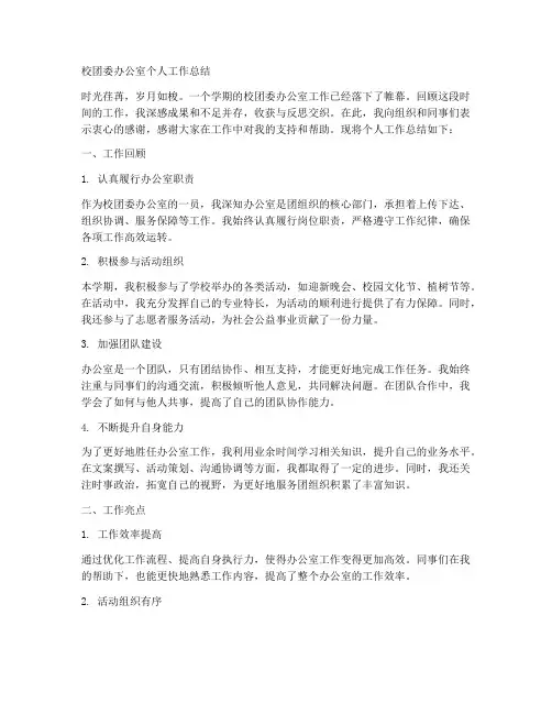 校团委办公室个人工作总结