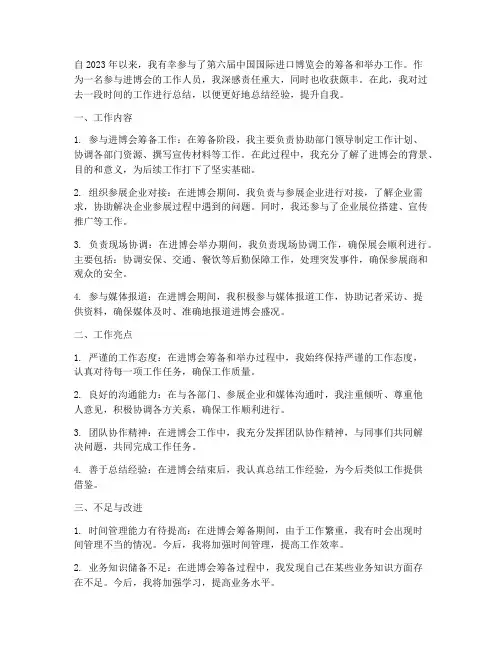 进博会个人工作总结