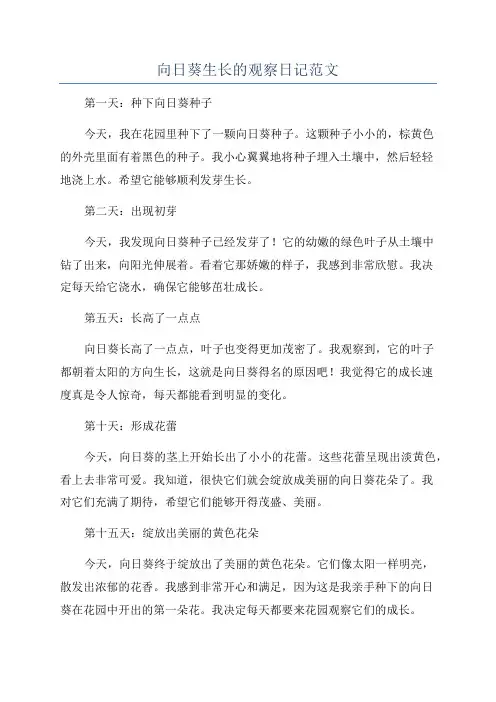 向日葵生长的观察日记范文