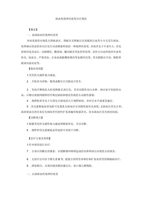 眼科疾病缺血性视神经病变诊疗规范