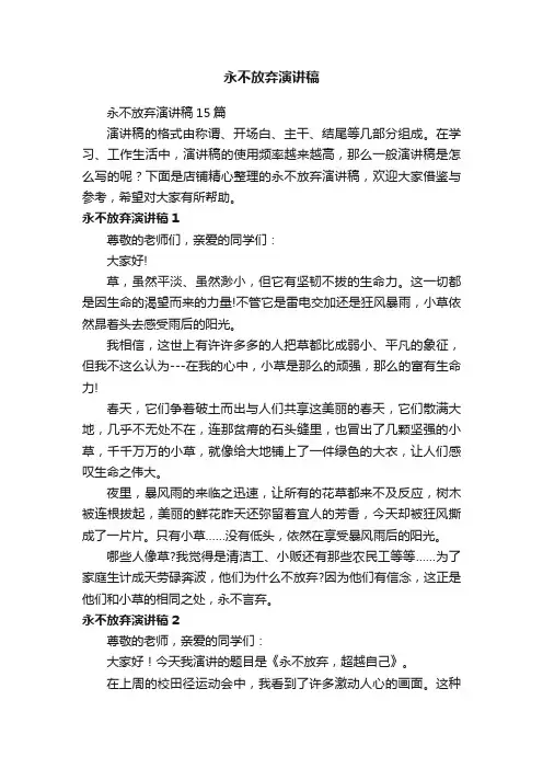 永不放弃演讲稿