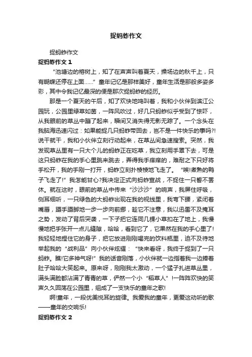 捉蚂蚱作文