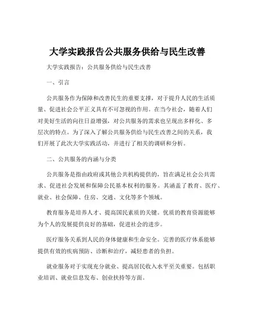 大学实践报告公共服务供给与民生改善