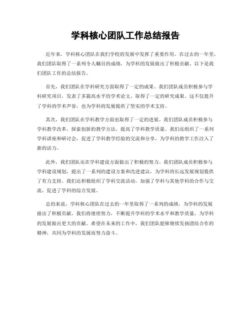学科核心团队工作总结报告