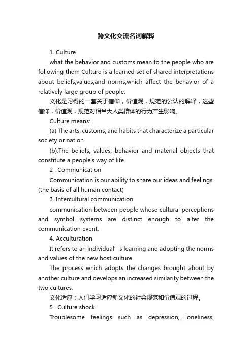 跨文化交流名词解释