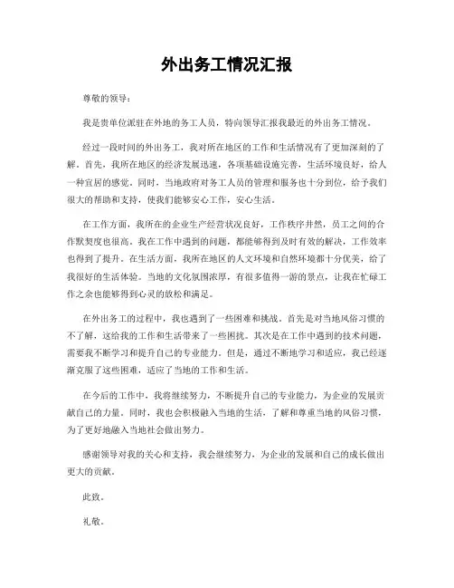 外出务工情况汇报