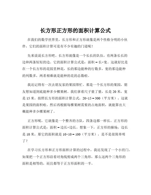 长方形正方形的面积计算公式