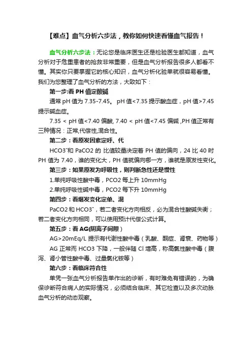 【难点】血气分析六步法，教你如何快速看懂血气报告！