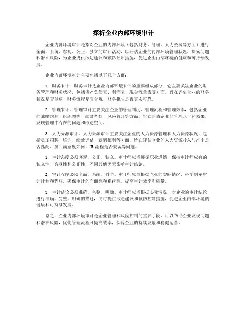 探析企业内部环境审计