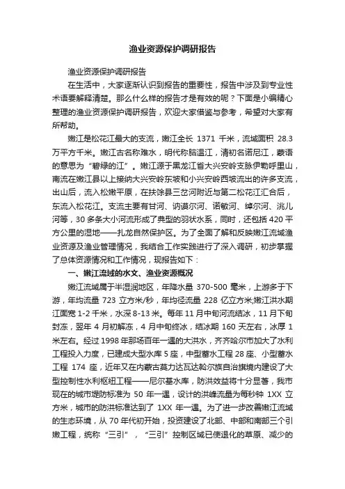 渔业资源保护调研报告