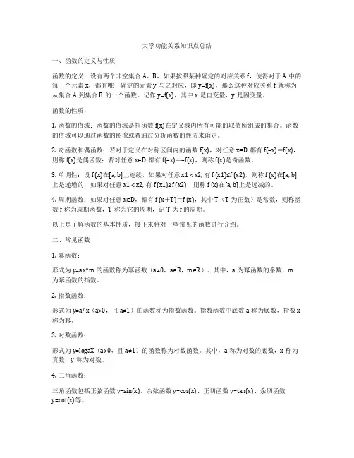 大学功能关系知识点总结