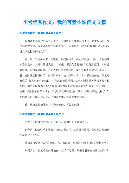 小考优秀作文：我的可爱小妹范文5篇