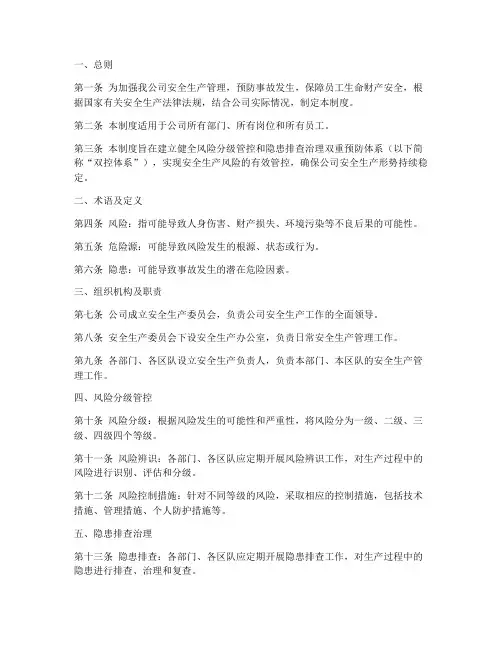 安全双控体系管理制度模板