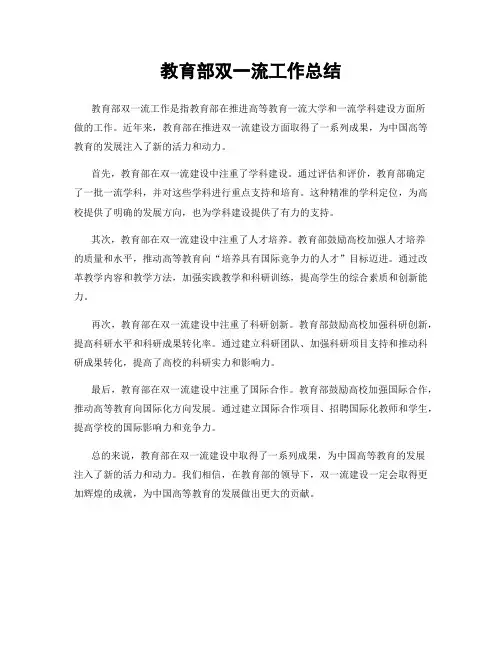 教育部双一流工作总结