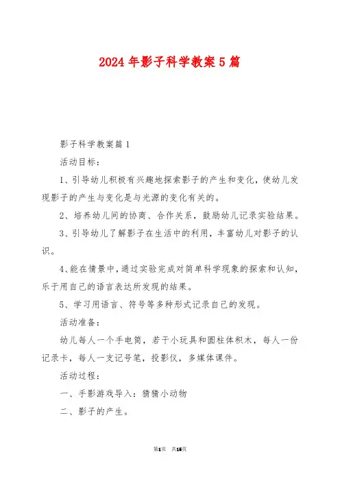 2024年影子科学教案5篇