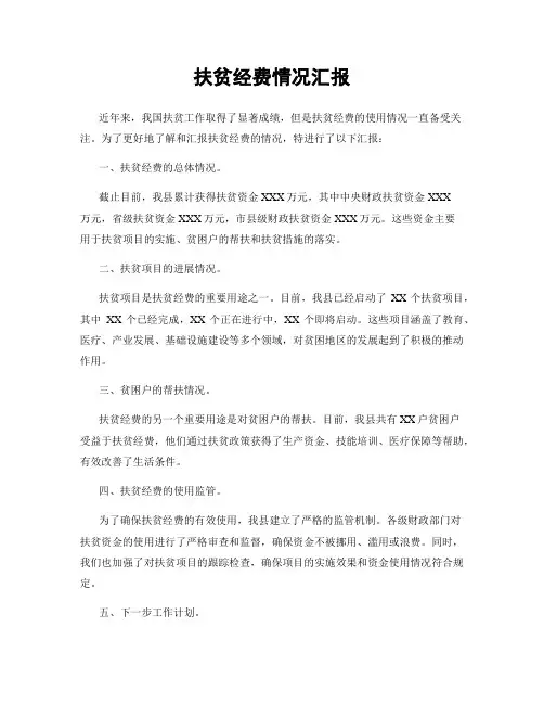 扶贫经费情况汇报