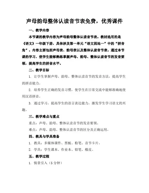 声母韵母整体认读音节表免费,优秀课件