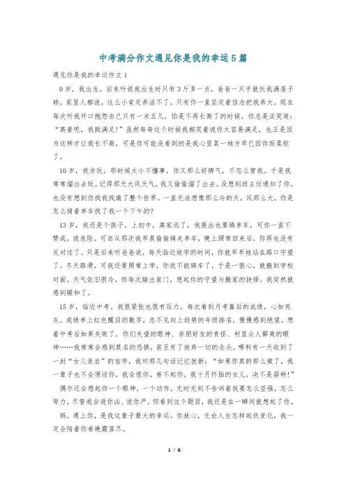 中考满分作文遇见你是我的幸运5篇