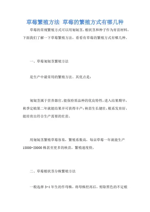 草莓繁殖方法 草莓的繁殖方式有哪几种
