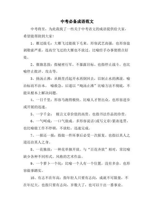 中考必备成语范文