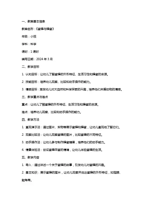 幼儿园小班科学教案《蜜蜂与蜂蜜》教案设计