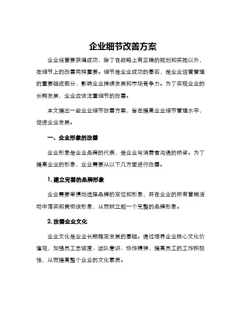 企业细节改善方案