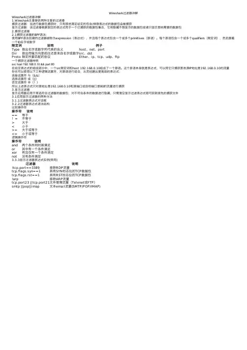 Wireshark过滤器详解