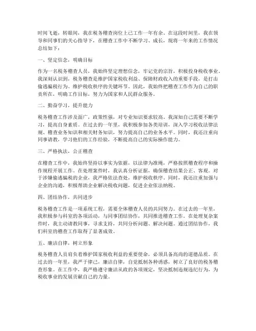 税务稽查个人总结范文