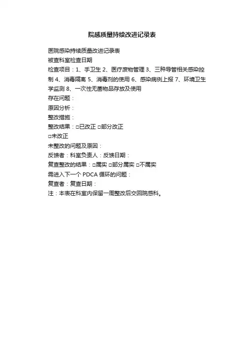 院感质量持续改进记录表