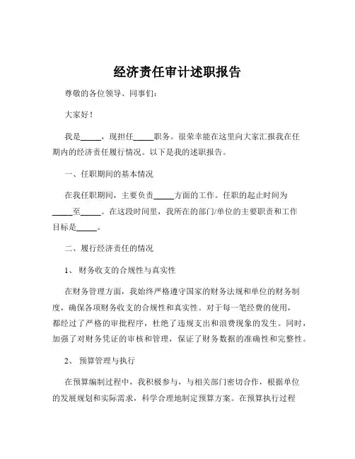 经济责任审计述职报告