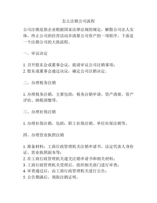 怎么注销公司流程