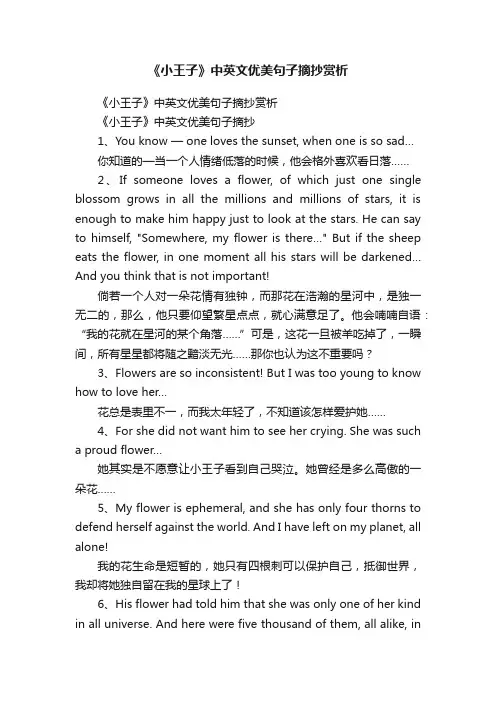《小王子》中英文优美句子摘抄赏析