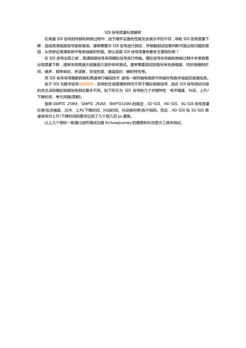 SDI信号质量标准解析