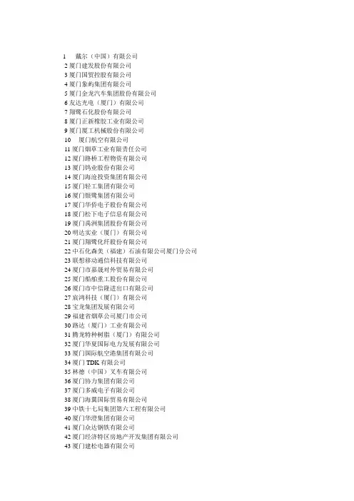 厦门企业排名