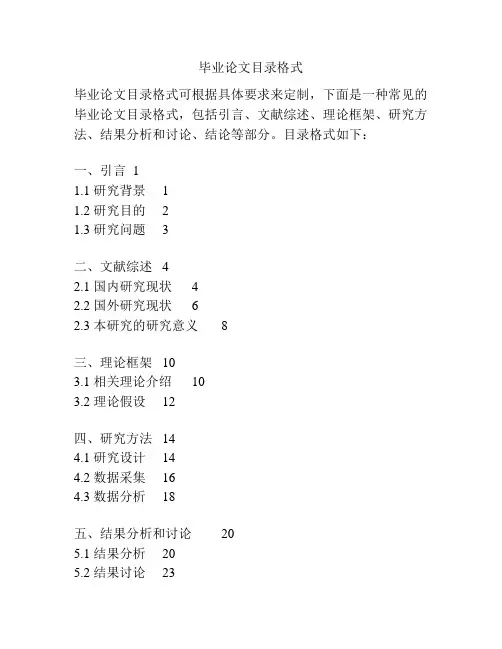 毕业论文目录格式