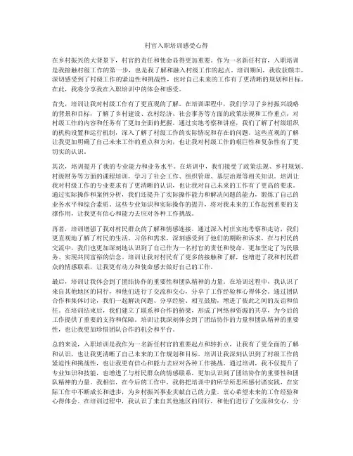 村官入职培训感受心得