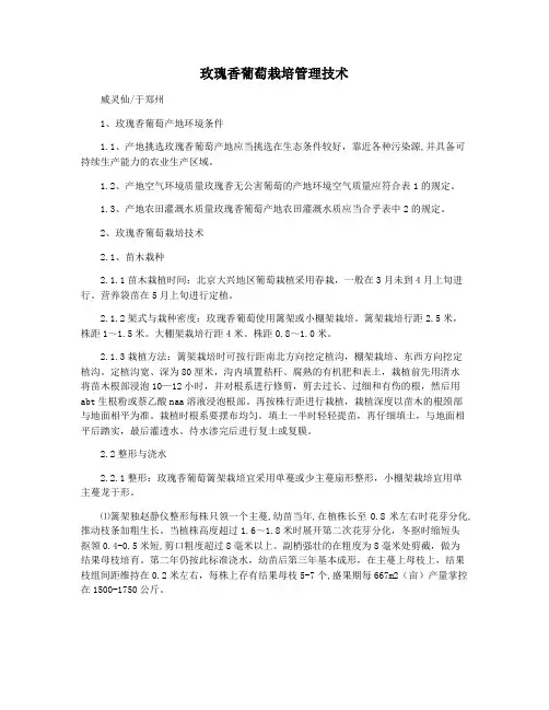 玫瑰香葡萄栽培管理技术