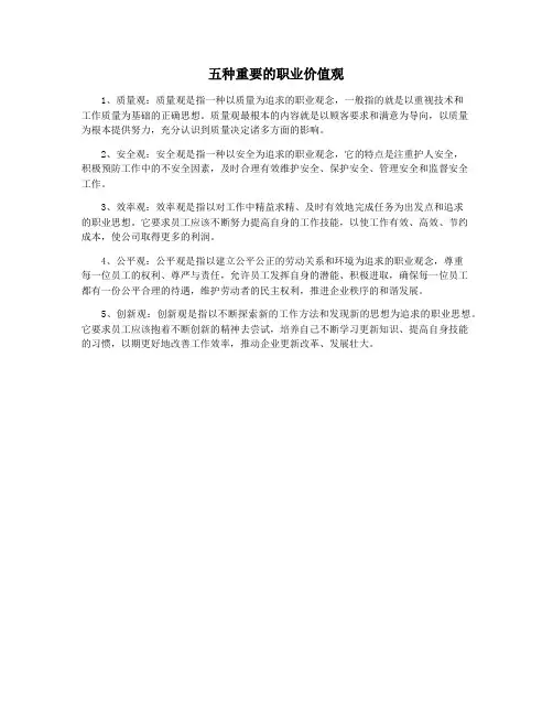 五种重要的职业价值观