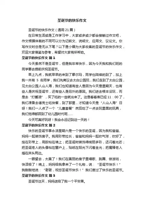 圣诞节的快乐作文（通用21篇）