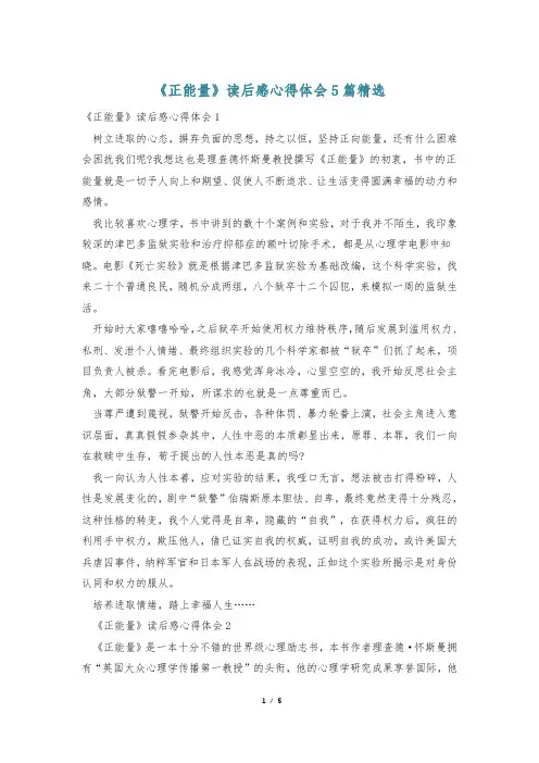《正能量》读后感心得体会5篇精选