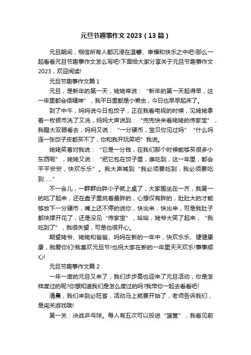 元旦节趣事作文2023（13篇）