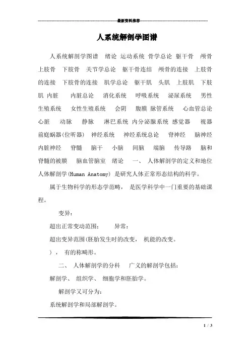 人系统解剖学图谱