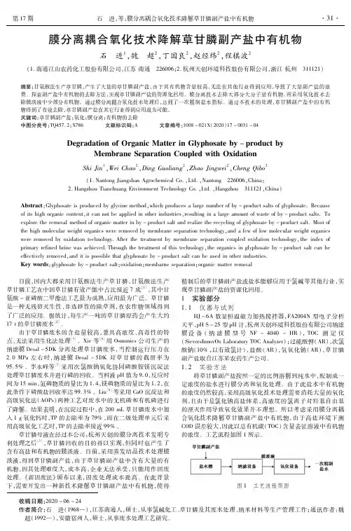 膜分离耦合氧化技术降解草甘膦副产盐中有机物