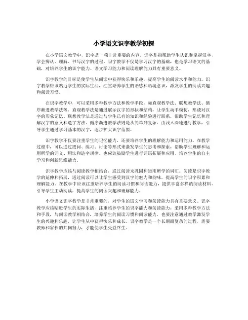 小学语文识字教学初探