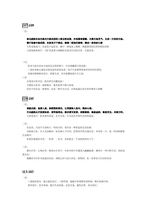 高端木结构别墅户型文字说明