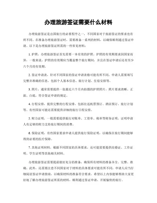 办理旅游签证需要什么材料