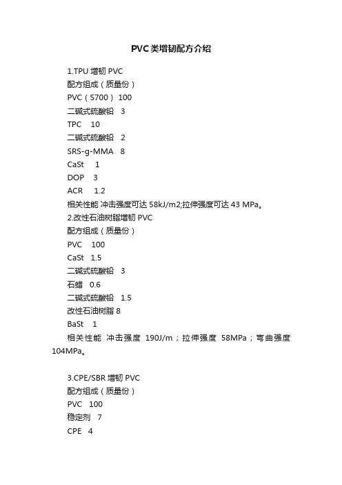 PVC类增韧配方介绍