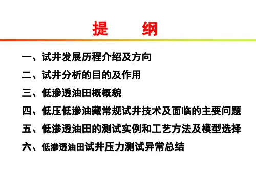 试井发展及低渗透油田测试应用浅谈
