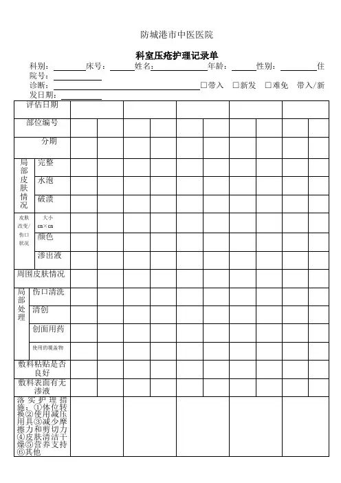 压疮护理记录